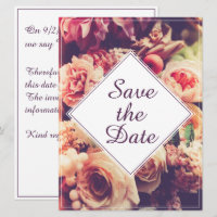 Elegant Vintage Wedding Announcement, Flower Motif