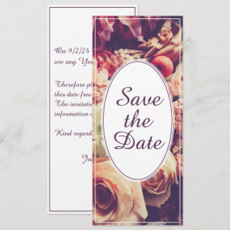 Elegant Vintage Wedding Announcement, Flower Motif