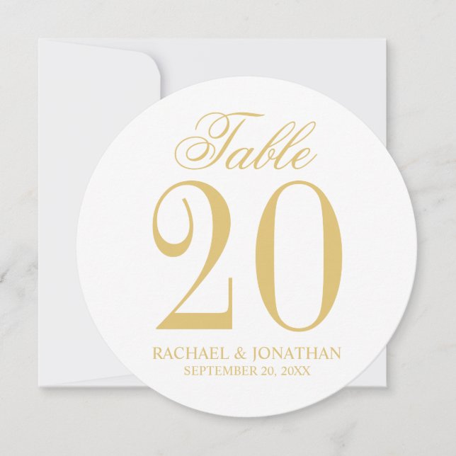 Elegant Vintage Wedding Circle Table Number Card (Front)