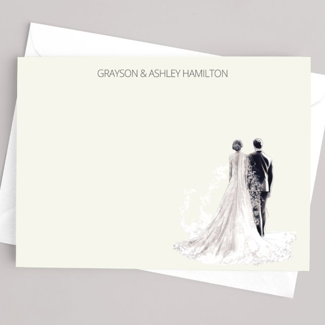 Elegant Vintage Wedding Couple Note Card (Creator Uploaded)