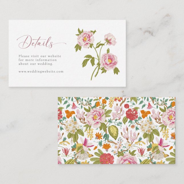 Elegant Vintage Wedding Details Enclosure Card (Front/Back)