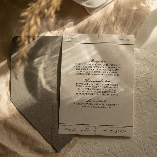 Elegant Vintage Wedding Details Enclosure Card