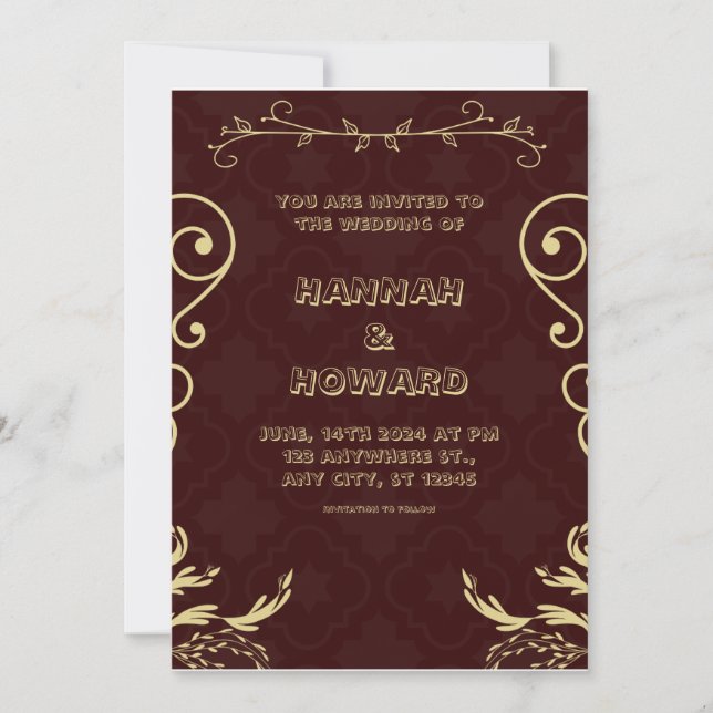 Elegant Vintage Wedding Invitation (Front)