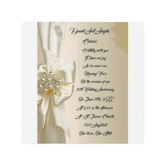 Elegant Vintage Wedding Invitation – Ornate Gold F Metal Print