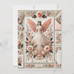 Elegant Vintage Wedding Invitation with Angelic Br