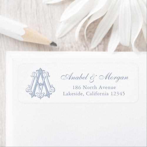 Elegant Vintage Wedding Monogram AM Return Address Label