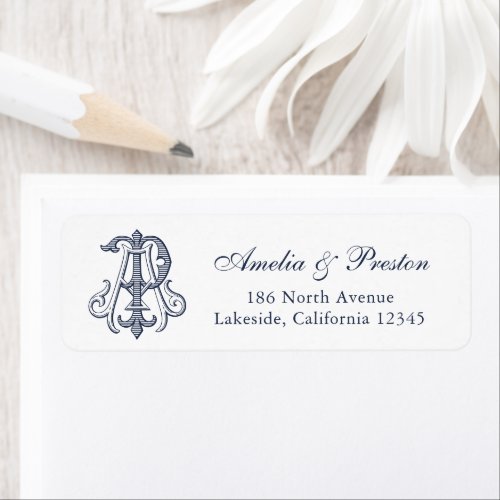 Elegant Vintage Wedding Monogram AP Return Address Label