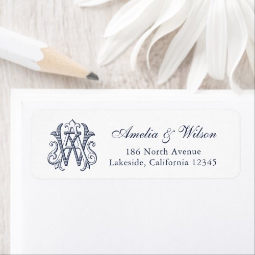 Elegant Vintage Wedding Monogram AW Return Address Label