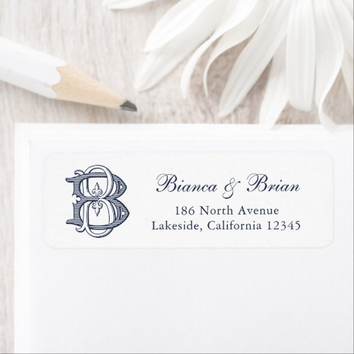 Elegant Vintage Wedding Monogram BB Return Address Label