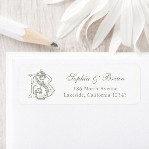 Elegant Vintage Wedding Monogram BS Return Address Label