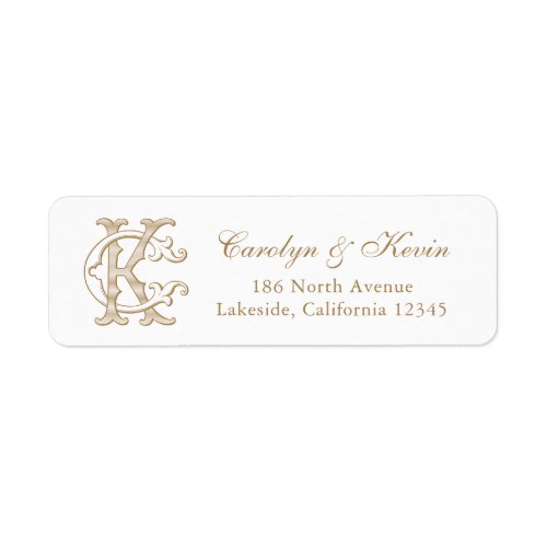 Elegant Vintage Wedding Monogram CK Return Address Label