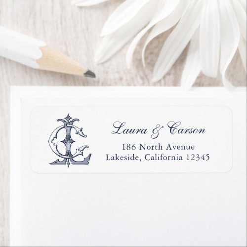 Elegant Vintage Wedding Monogram CL Return Address Label