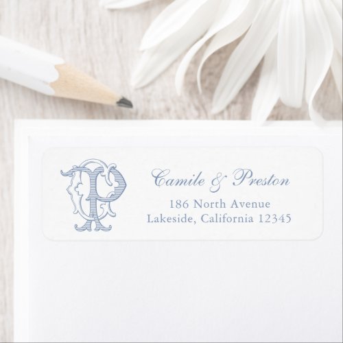 Elegant Vintage Wedding Monogram CP Return Address Label
