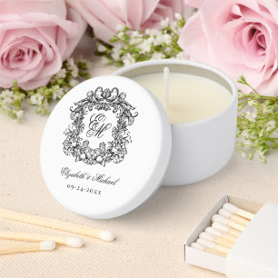 Elegant Vintage Wedding Monogram Crest Mini Candle Favors