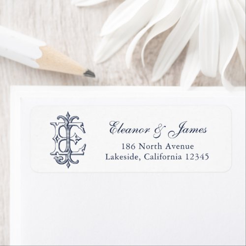 Elegant Vintage Wedding Monogram EJ Return Address Label