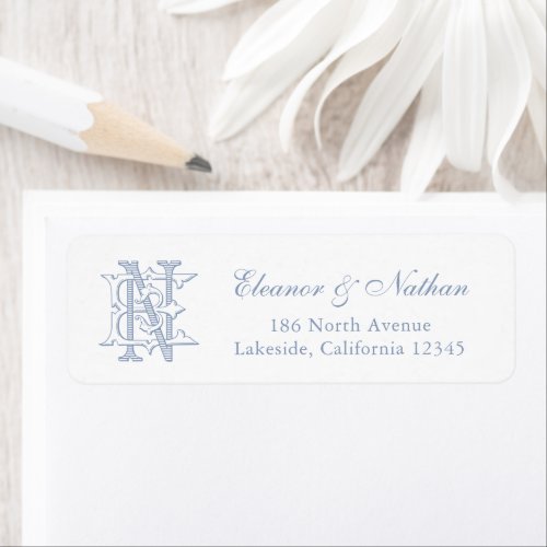 Elegant Vintage Wedding Monogram EN Return Address Label