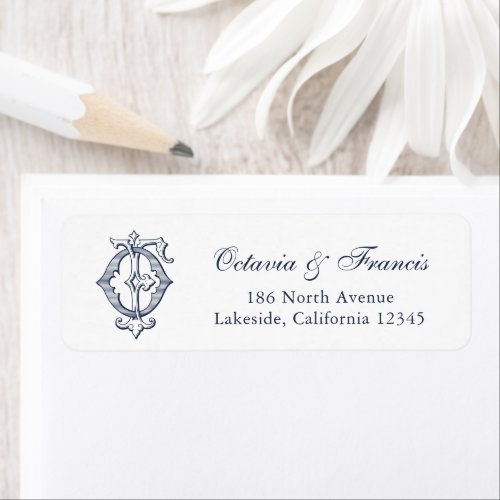 Elegant Vintage Wedding Monogram FO Return Address Label