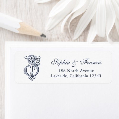 Elegant Vintage Wedding Monogram FS Return Address Label