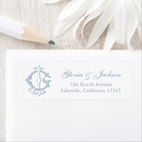 Elegant Vintage Wedding Monogram GJ Return Address Label