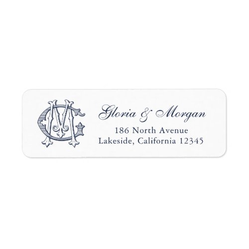 Elegant Vintage Wedding Monogram GM Return Address Label