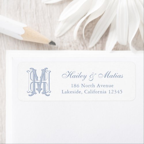 Elegant Vintage Wedding Monogram HM Return Address Label