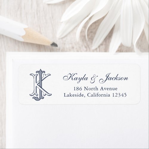Elegant Vintage Wedding Monogram JK Return Address Label