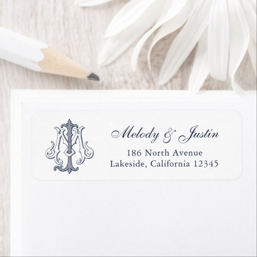 Elegant Vintage Wedding Monogram JM Return Address Label