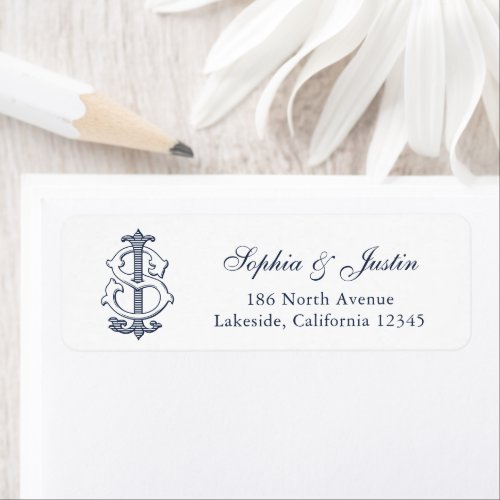 Elegant Vintage Wedding Monogram JS Return Address Label
