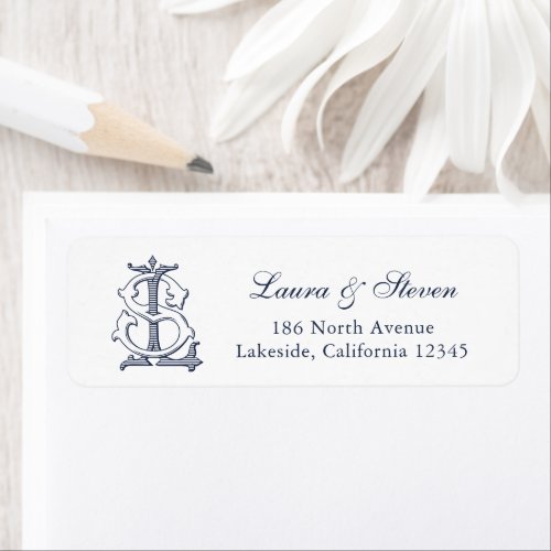 Elegant Vintage Wedding Monogram LS Return Address Label