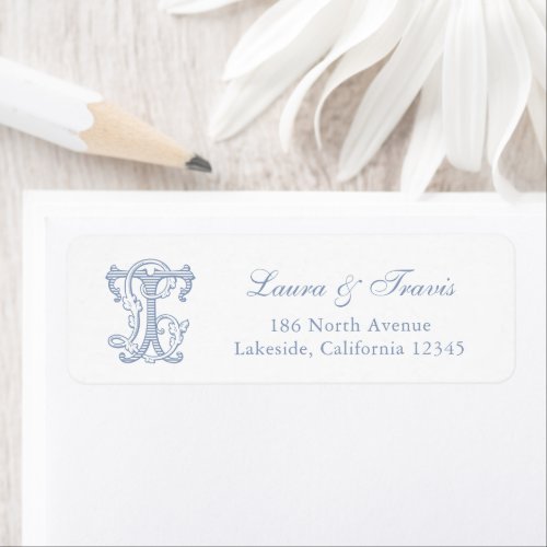 Elegant Vintage Wedding Monogram LT Return Address Label