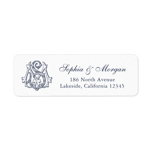 Elegant Vintage Wedding Monogram MS Return Address Label