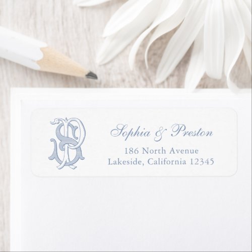 Elegant Vintage Wedding Monogram PS Return Address Label