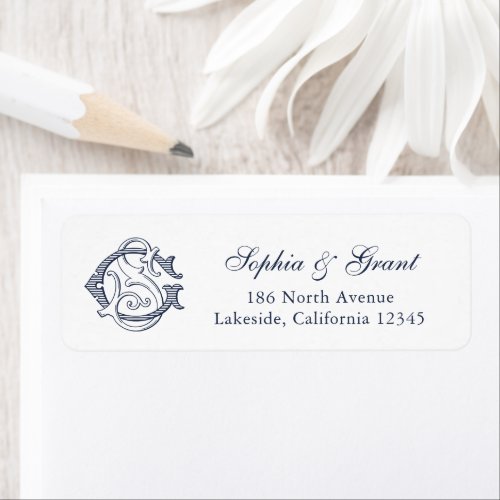 Elegant Vintage Wedding Monogram SG Return Address Label