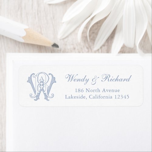Elegant Vintage Wedding Monogram WR Return Address Label