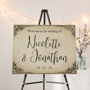 Elegant Vintage Wedding on Faded Beige Parchment Foam Board