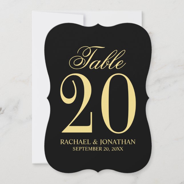 Elegant Vintage Wedding Table Number Card (Front)