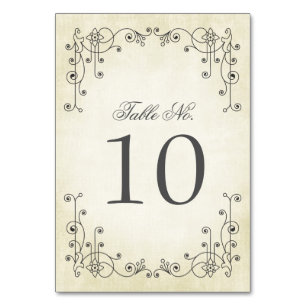 Elegant Vintage  Wedding Table Number Cards
