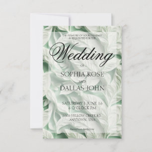 Elegant vintage white green botanical leaf pattern invitation