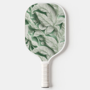 Elegant vintage white green botanical leaf pattern pickleball paddle
