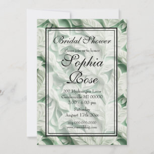 Elegant vintage white green leaf calligraphy invitation
