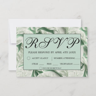 Elegant vintage white green leaf calligraphy RSVP card
