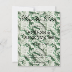 Elegant vintage white green leaf calligraphy save the date