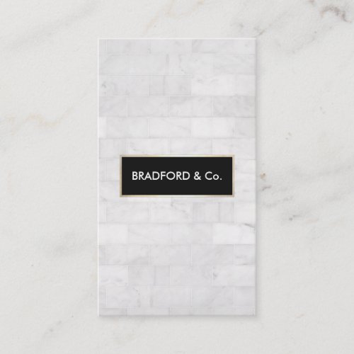Elegant Vintage White Marble Tiles Black Plaque Business Card