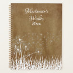 Elegant Vintage White Outline Dandelions in Wind   Planner<br><div class="desc">Elegant Vintage White Outline Dandelions in Wind Planner. Store all your thoughts and plans in this beautiful white floral dandelion design on a soft rustic brown background planner. Easy to edit with name or other text. Makes a great gift.</div>