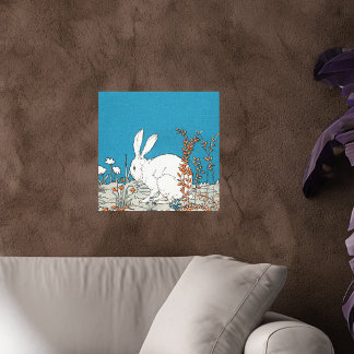 Elegant Vintage White Rabbit Canvas Print