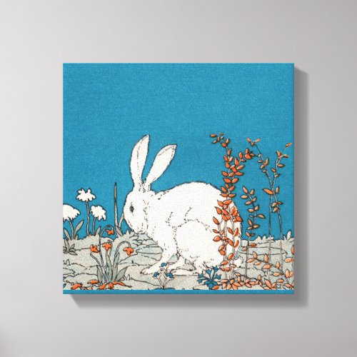 Elegant Vintage White Rabbit Canvas Print