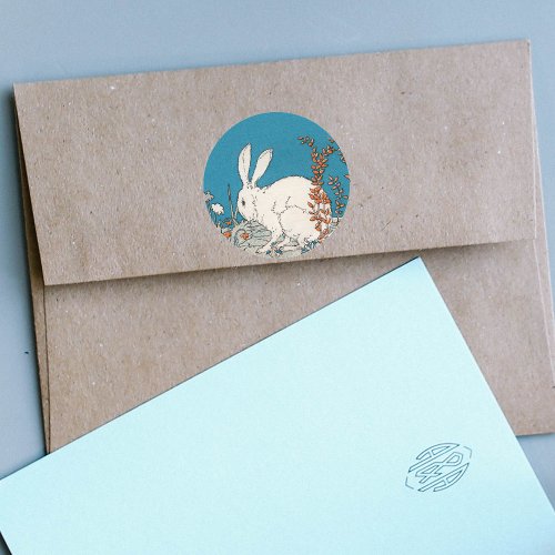 Elegant Vintage White Rabbit Classic Round Sticker