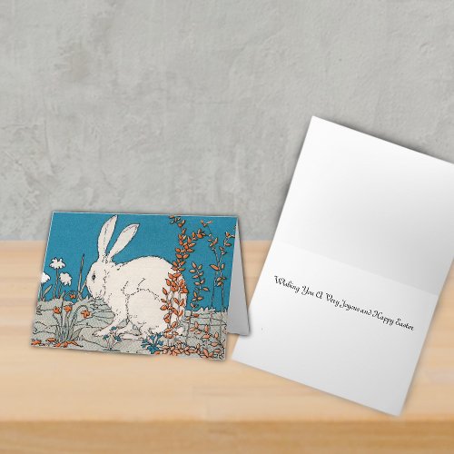 Elegant Vintage White Rabbit  Easter Holiday Card