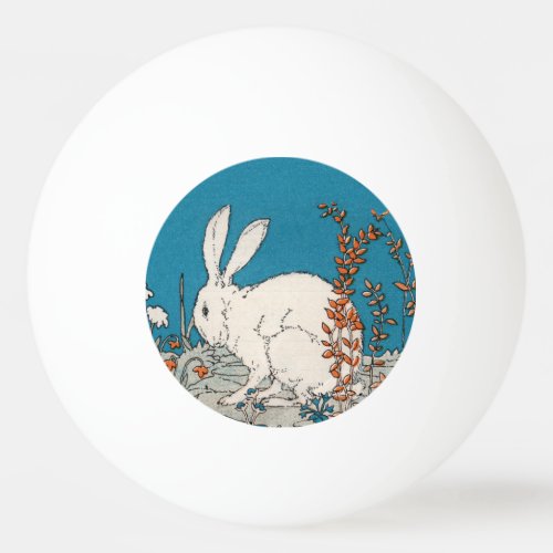 Elegant Vintage White Rabbit Flowers Ping_Pong Ball