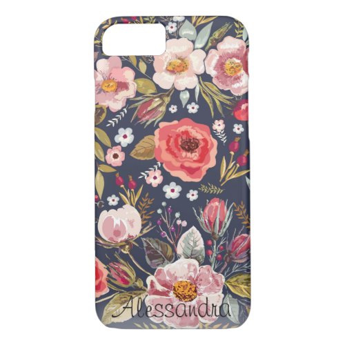 Elegant Vintage Wildflower Floral Cute Girl Name iPhone 87 Case